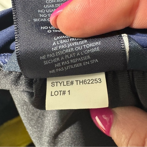 Tommy Hilfiger One Piece Bathing Suit Navy Blue with Yellow Stripe Size 8 - Picture 11 of 12